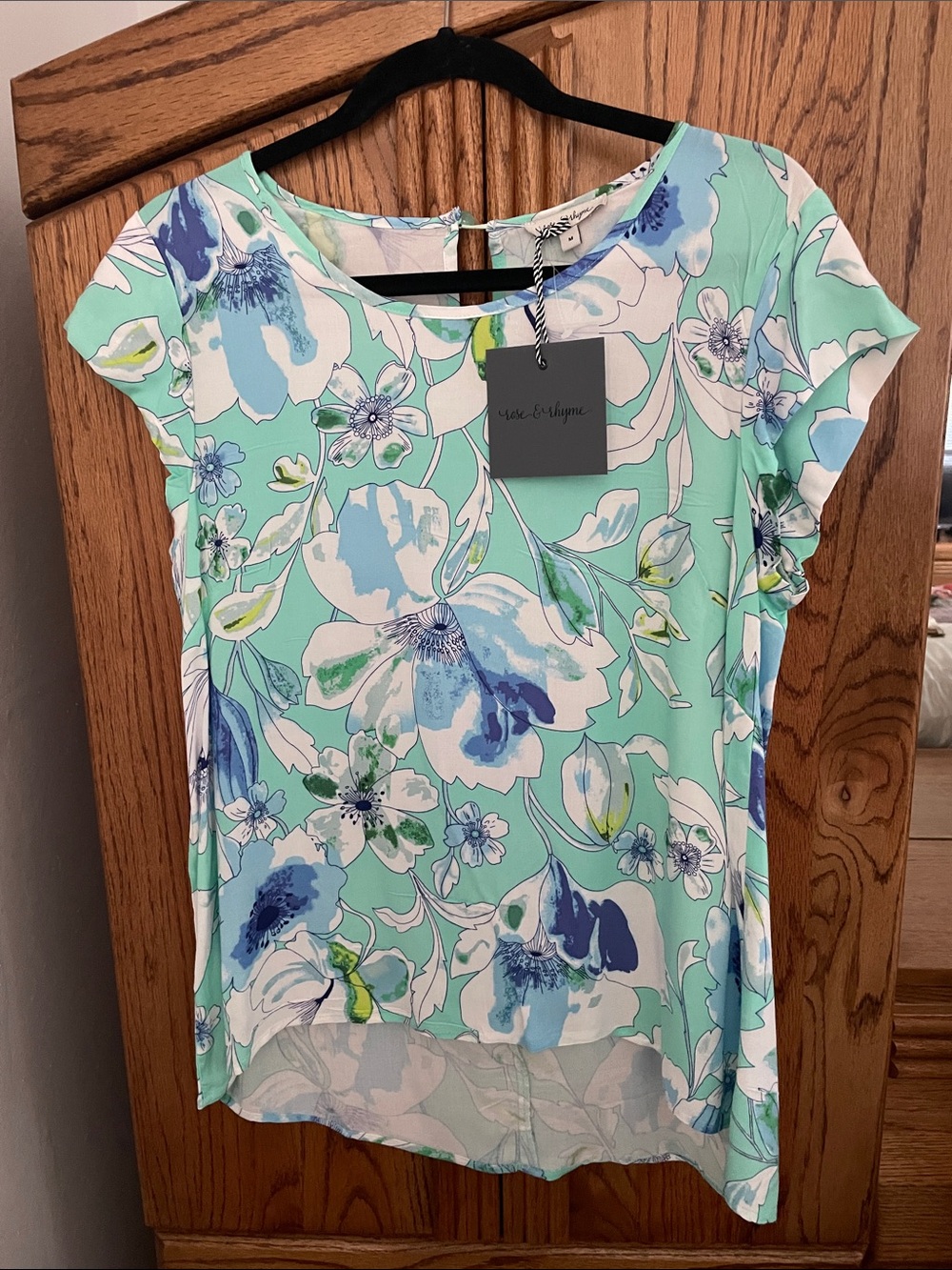 Floral Cap-Sleeve Blouse in Mint Green by rose&rhyme